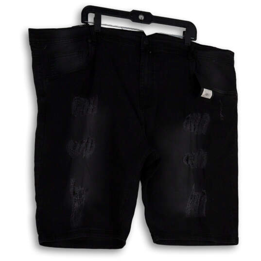 NWT Mens Black Distressed Pockets Dark Wash Stretch Bermuda Shorts Size 40 image number 1
