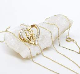 10K Gold Diamond Accent Heart Pendant Necklace 1.3g
