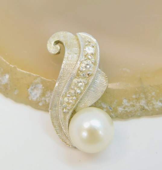 Elegant 14K White Gold Pearl & Diamond Accent Pendant 1.2g image number 1