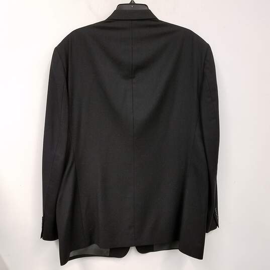 Mens Black Notch Collar Long Sleeve Pockets Single Breasted Blazer Size 46R image number 2