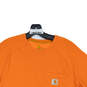 Mens Orange Short Sleeve Crew Neck Pockets Pullover T-Shirt Size Medium image number 3