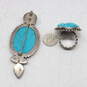 Artisan Amy Kahn Signed AKR Sterling Silver Turquoise Pendant/Brooch & Ring Size 6.5 - 54.3g image number 6
