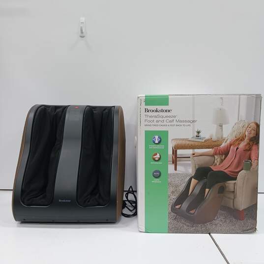 Brookstone Therasqueeze Foot And Calf Massager w/Box image number 1