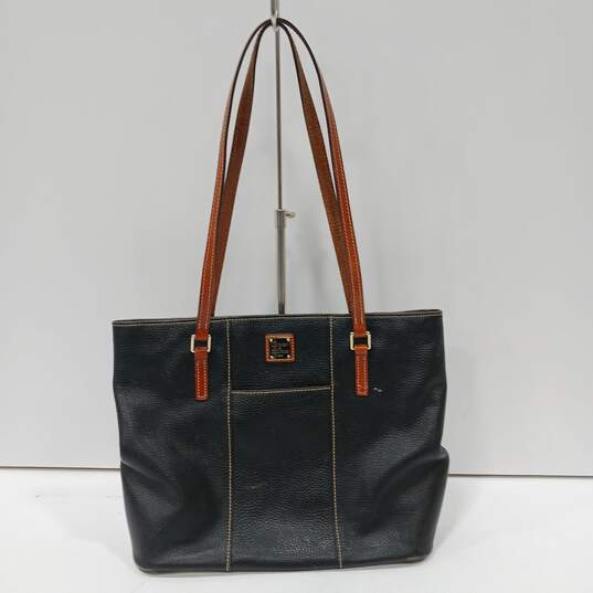 Dooney & Bourke Black & Tan Leather Tote Shoulder Bag image number 1