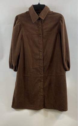 NWT 7 For All Mankind Womens Brown Long Sleeve Button Front Shirt Dress Size M