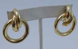 14K Yellow Gold Circle Statement Omega Pierced Earrings 7.6g