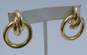14K Yellow Gold Circle Statement Omega Pierced Earrings 7.6g image number 1