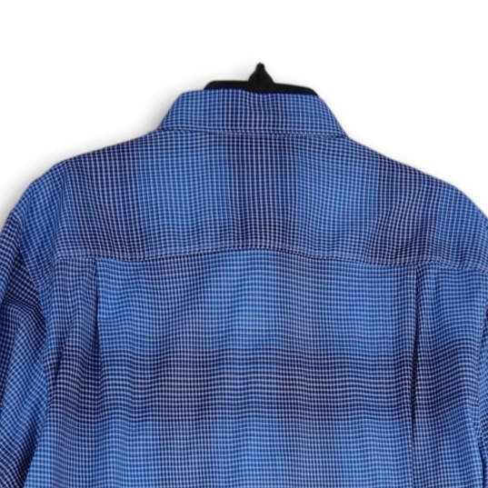 Mens Blue Gingham Spread Collar Button-Up Shirt Size Medium image number 4