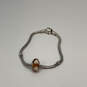Designer Pandora S925 ALE Sterling Silver Snake Chain Orange Charm Bracelet image number 3