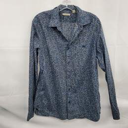 Burberry Brit Men's Blue Flower Print Button Up Long Sleeve Shirt Size L w/COA