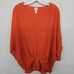 Dolman Tie Front 3/4 Sleeve Fashion Top Orange alternative image