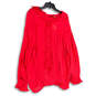 NWT Womens Red Ruffle Long Sleeve Relaxed Fit Button-Up Shirt Size 1X image number 1