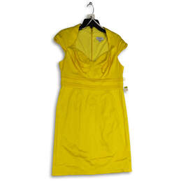NWT Womens Yellow Sweetheart Neck Cap Sleeve Back Zip Shift Dress Size 14