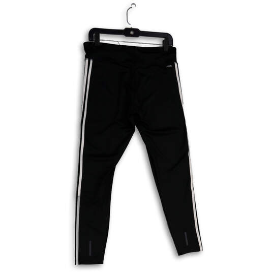 Womens Black White Elastic Waist Stretch Pull-On Ankle Leggings Size Large image number 3