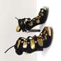 Vintage Women's Black Suede Strappy Lace Up Heels Size 8 image number 3