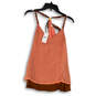 NWT Womens Orange Sleeveless Back Tasseled Blouse Top Size Medium image number 1