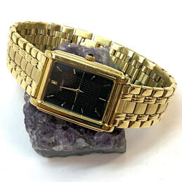 Designer Seiko Gold-Tone Rectangle Dial Stainless Steel Analog Wristwatch