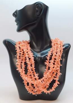 925 Jay King Desert Rose Trading DTR Pink Coral Multi Strand Choker Necklace