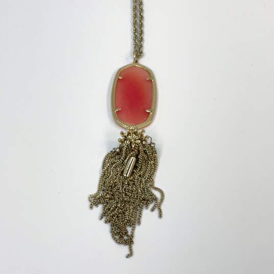 Designer Kendra Scott Gold-Tone Pink Lobster Clasp Tassel Rayne Pendant Necklace image number 2