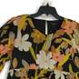Womens Multicolor Floral Long Sleeve Round Neck Keyhole Back Shift Dress Size XL image number 3