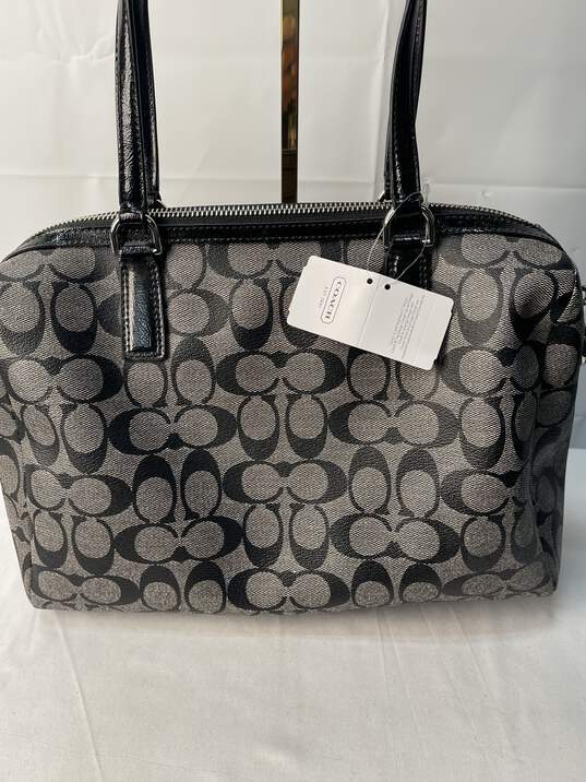 Certified Authentic Coach Black and Gray Handbag w/Shoulder Strap image number 2