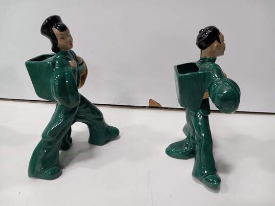Pair of Asian Style Man/Woman Dancer Ceramic Planter Figurines image number 4