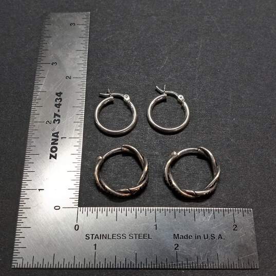 Bundle of 3 Sterling Silver Hoop Earrings image number 2