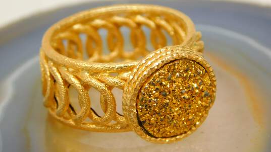 Milor 14K Yellow Gold Druzy Textured Loops Band Ring 2.9g image number 3