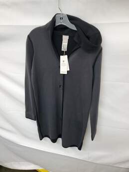 Wm Chico's Zenergy Gray Black Reversible Button Knit Cape Coat  Sz 0