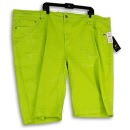 NWT Womens Green Denim Medium Wash Pockets Distressed Bermuda Shorts Sz 52