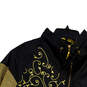Womens Black Gold Embroidered Mock Neck Full-Zip Windbreaker Jacket Size XL image number 3