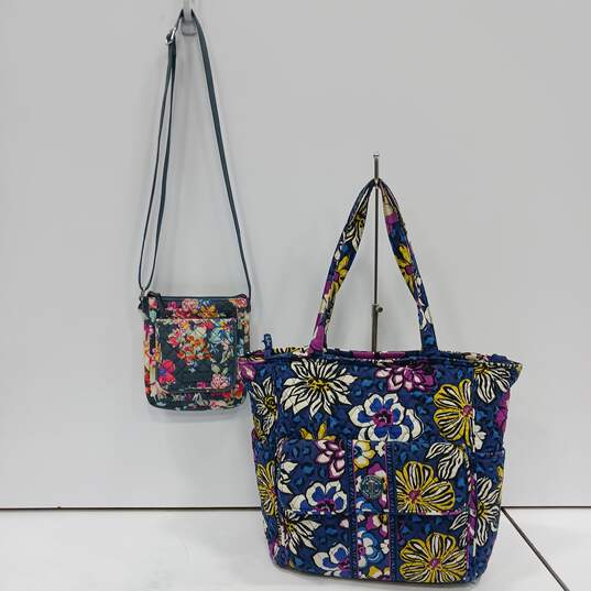 Vera Bradley Floral Pattern Tote & Crossbody Handbag Bundle image number 1