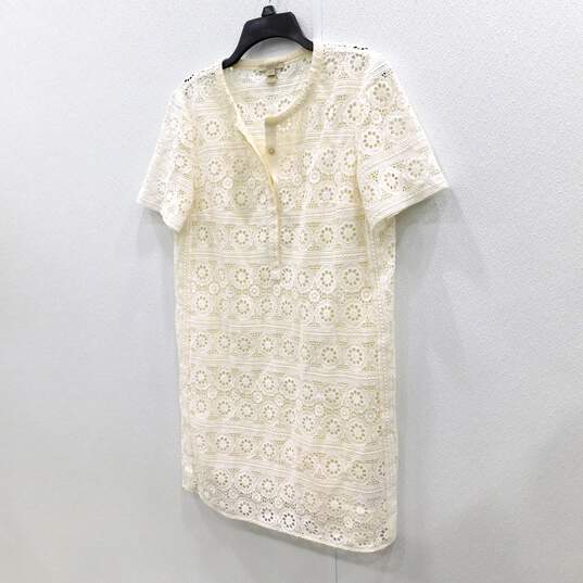 Burberry Brit White Cotton Lace Shirt Tunic Women's Mini Dress Size 10 with COA image number 2