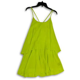 Womens Green Spaghetti Strap Sleeveless Round Neck Mini Dress Size Large