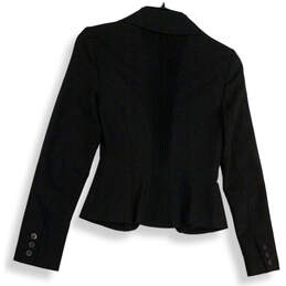 Womens Black Long Sleeve Pleated Collared Button Front Blazer Size 0 alternative image