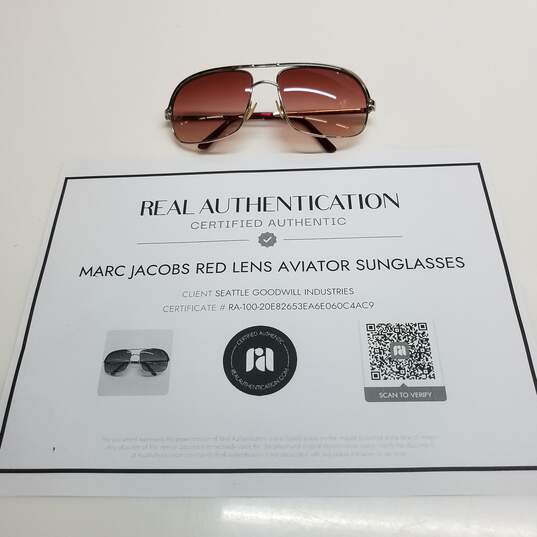 AUTHENTICATED Marc Jacobs Red Lens Aviator Sunglasses image number 1