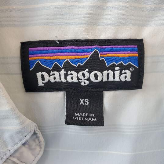 Patagonia Blue & White Stripes Button Up Collared Shirt Size XS image number 3