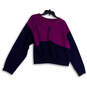 Womens Purple Blue Colorblock Long Sleeve Pullover Sweatshirt Size 1X image number 1