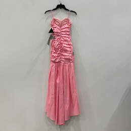 NWT Womens Pink Pleated Sweetheart Neck Back Zip Embellished Ball Gown Sz 1 alternative image