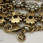 Designer J. Crew Gold-Tone Flower Shape Rhinestone Statement Necklace image number 4