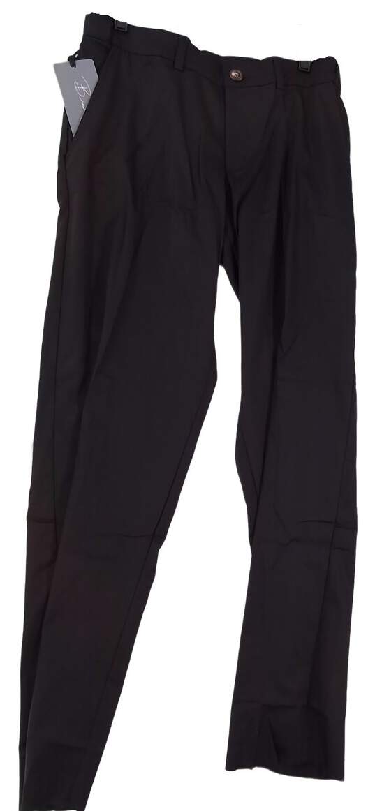 NWT Mens Black Flat Front Pockets Straight Leg Formal Dress Pants image number 1