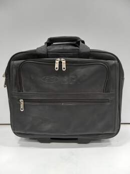 Wenger Swiss Gear Black Leather Rolling 2 Wheel Organizer Carry On Suitcase