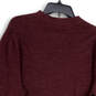 Mens Red Tight-knit Long Sleeve Crew Neck Pullover Sweater Size Large image number 4