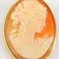 Vintage 14k Yellow Gold Cameo Shell Pendant Brooch 4.9g image number 2