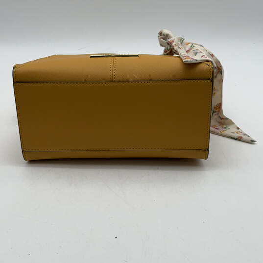Womens Yellow Leather Double Handle Detachable Strap Shoulder Bag Purse image number 3