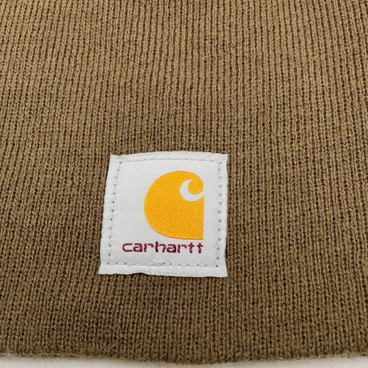 Carhartt Mens Green Knitted Winter Fitted Beanie Hat One Size image number 3