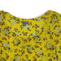 NWT Womens Yellow Floral 3/4 Sleeve Pleated Round Neck Peasant Blouse Sz XL image number 4