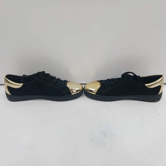 Michael Kors Women's Black Suede Gold Tone Toe Sneakers Size 9 image number 3
