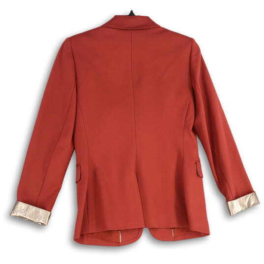 NWT Womens Red Notch Lapel Flap Pocket Long Sleeve One Button Blazer Size 4 image number 2