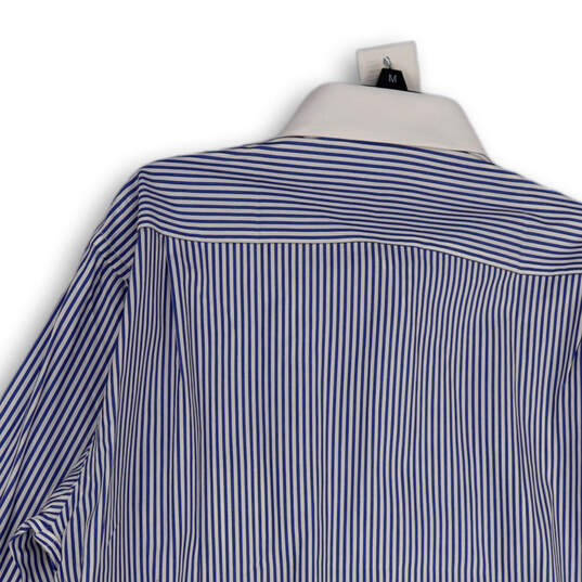 NWT Mens Blue White Striped Long Sleeve Collared Button-Up Shirt Size 44CM image number 4